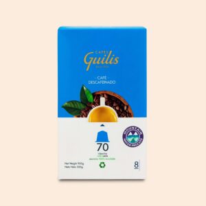 Cápsulas compatibles con Nespresso®. Café Descafeinado Natural al Agua 100% Arábica. 70 Cápsulas